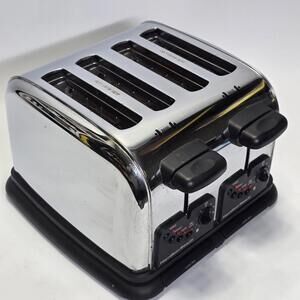 Hamilton Beach Slice Chrome Toaster Bagel Defrost Reheat Dual Controls